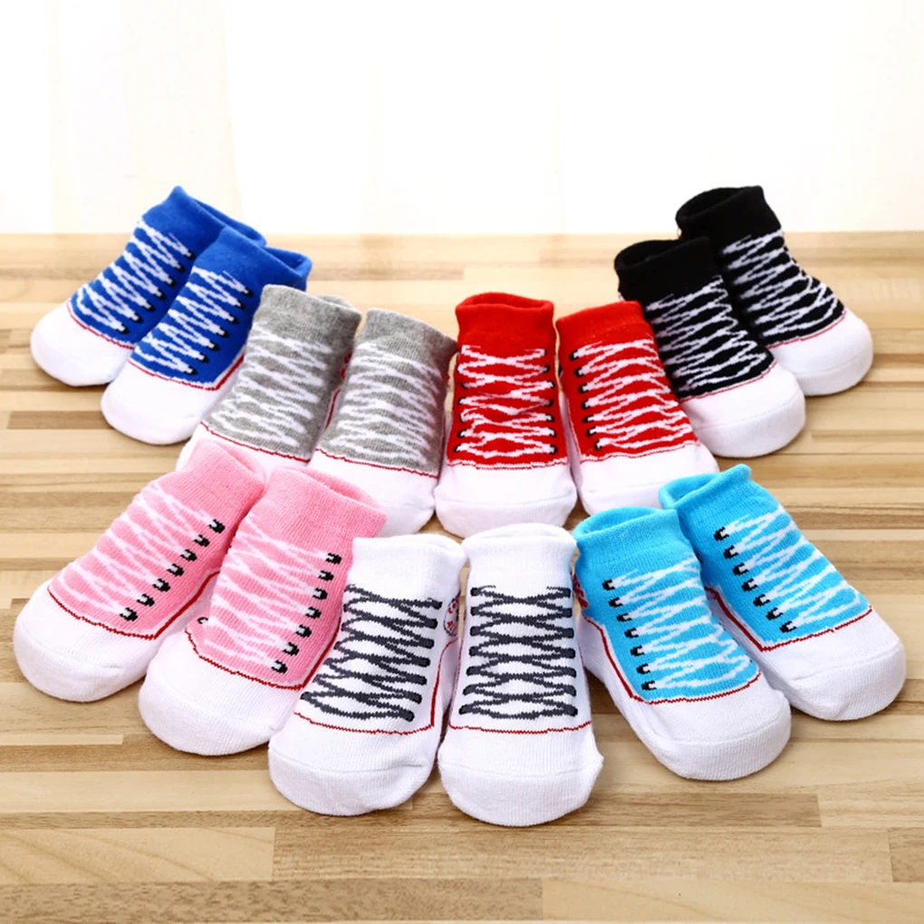 Anti Slip Baumwolle Socken Schuhe Hausschuhe Socken Für 0-6 Monate Neugeborene Baby Junge Mädchen Cartoon Baby Socken Gestreiften knöchel Socke