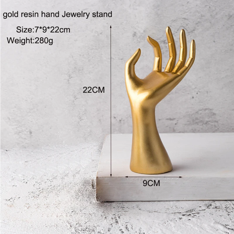 Gfit Jewelry Display Stand Holder Luxury Gold Mannequin Resin Hand 3Colors Ring Necklace Bracelet Bangle Watch Jewelry Storage