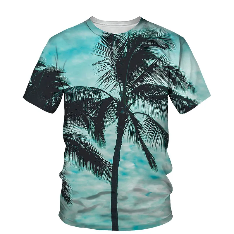 Summer Palm Tree graphic t shirts For Men Fashion Natural Scenery Pattern T-shirt Casual 3D Print t-shirts with short sleeves