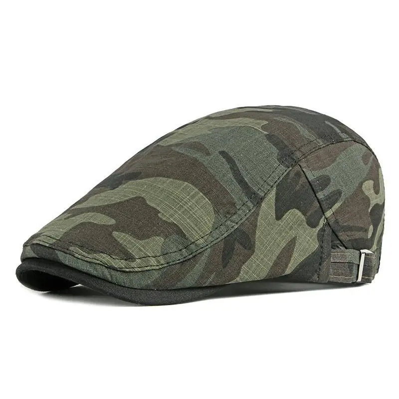 Ldslyjr 2021 Cotton Spring Summer Camouflage Print Newsboy Caps Flat Peaked Cap Men and Women Painter Beret Hats 39