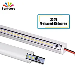 4pcs LED Cabinet Bar Light AC220V 30cm 40cm 50cm 60cm V shape Triangle Wall Corner Hard Rigid Strip Kitchen Cabinet Lamp