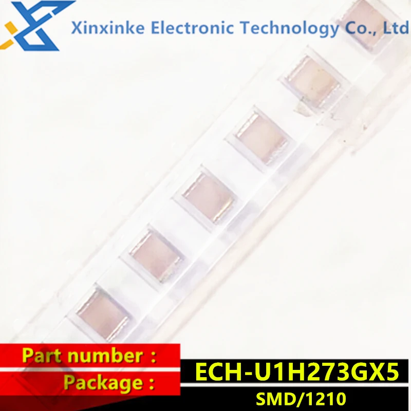 10PCS ECHU1H273GX5 SMD Metallized Film Capacitor 0.027uF 50VDC 2% PPS FILM 1210 27nF ECH-U1H273JX5 CBB Polyester Capacitance