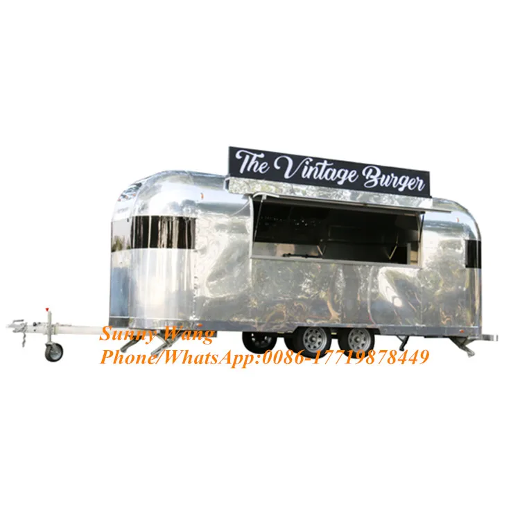 Food Truck Fast Food Restaurant  Stainless Steel Mobile Kitchen Food Cart For Sale With All Kitchen Equipment