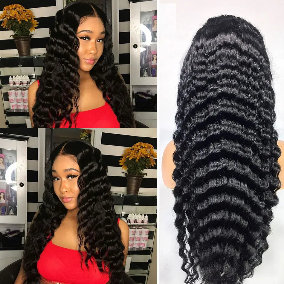 

Brazilian Human Hair Wig 13×4 Lace Frontal Wig Hd Transparent Lace wigs Remy Hair Loose Deep Wave Wigs 30 Inches Free Shipping