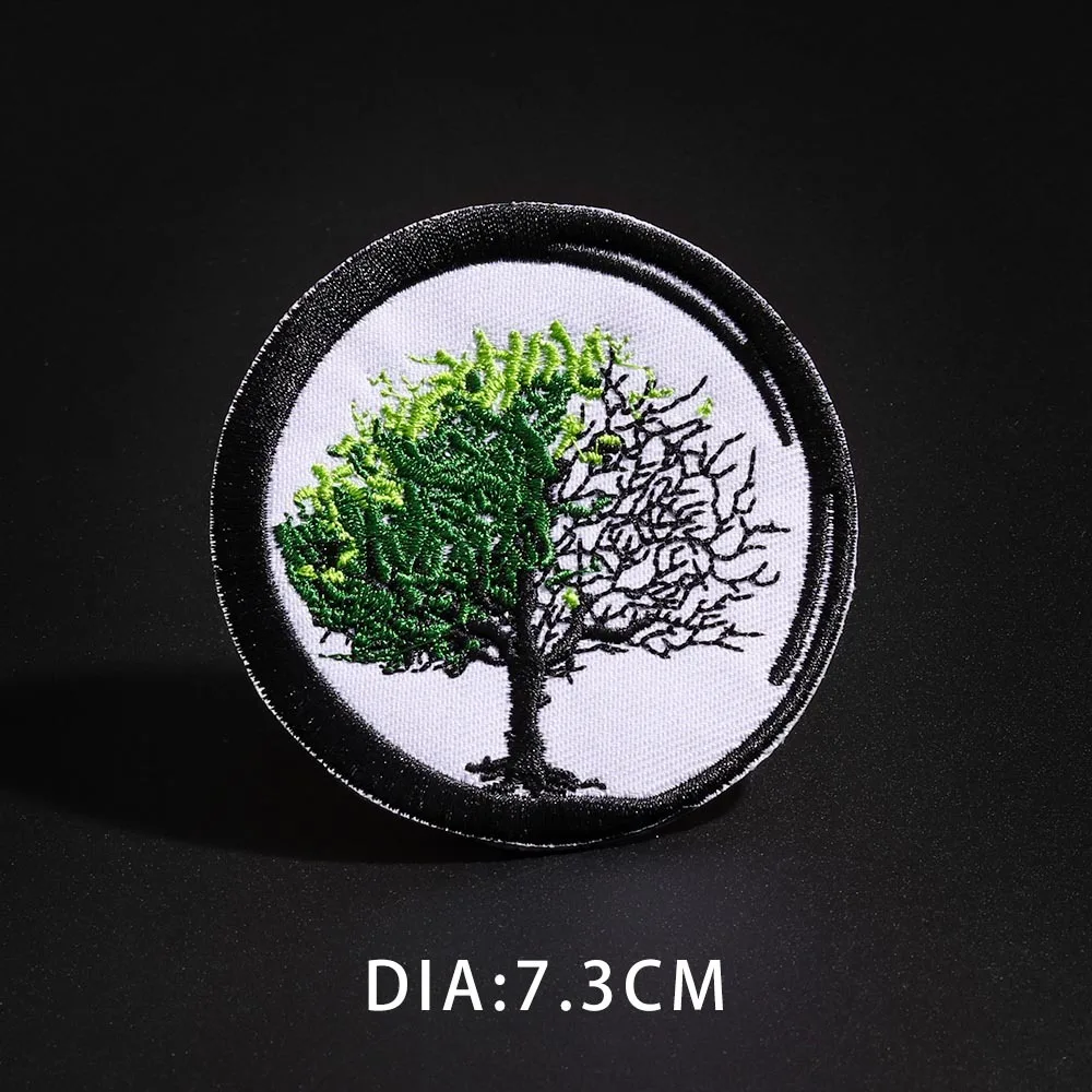 Black round tide brand LOGO embroidery badge patch cloth stickers DIY clothing hat ironing accessories elbow decals for children