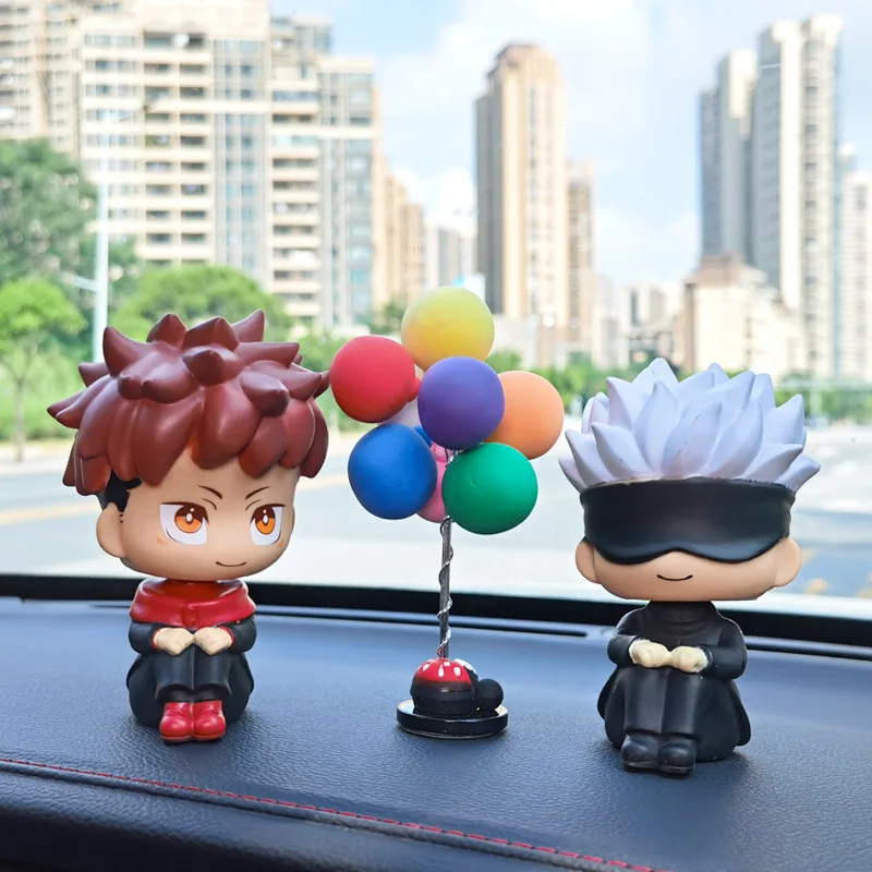 Animation Jujutsu Kaisen Toys Shake Head Doll Car Accessories Cartoon Ornament Interior Auto Decoration Character Model Holder