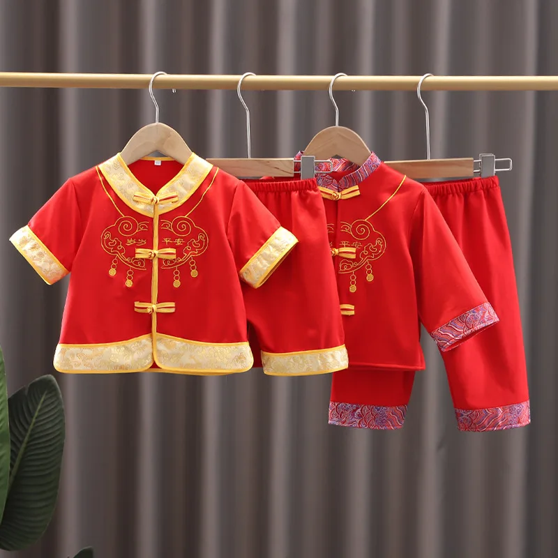 Chinese Tang Suits Baby Birthday Party New Year Costume Traditional Children Clothing Girls Boys Spring Autumn Festival Outfist