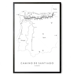 Camino de Santiago Trail Map | Camino Hiking Trail Map | Camino de Santiago Poster | Santiago de Compostela | Trail Map Art