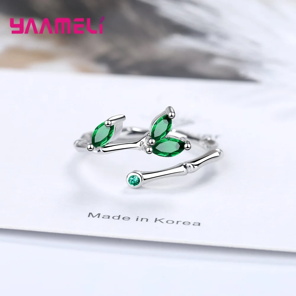 Minimalis Real 925 Silver Needle Branch Leaves Knuckle Rings For Woman Girl Elegant Adjustable Open Rings Jewelry Wholesale