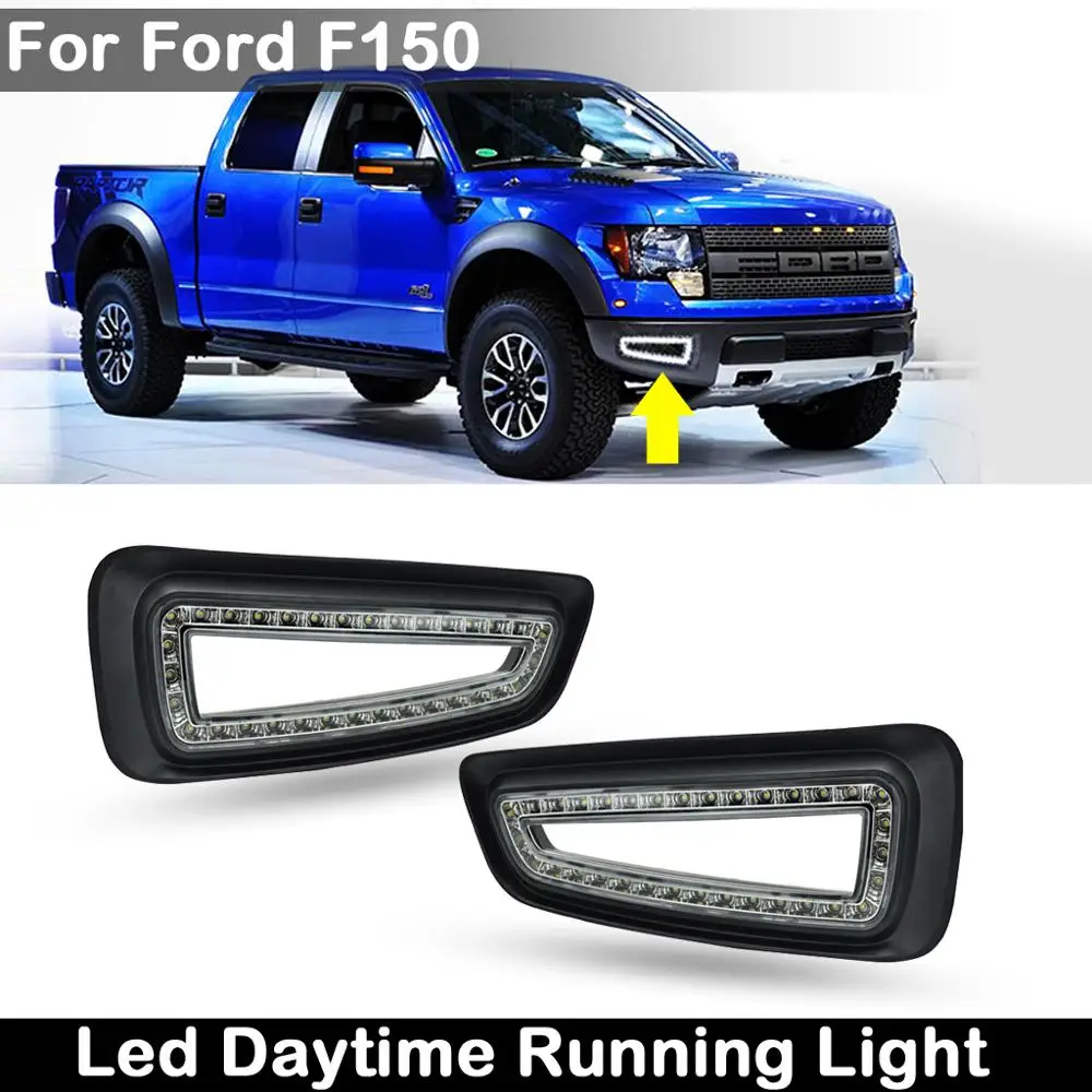 

For Ford F150 Raptor SVT 2010-2014 Car Front High Brightness White LED DRL Light Daytime Running Lamp