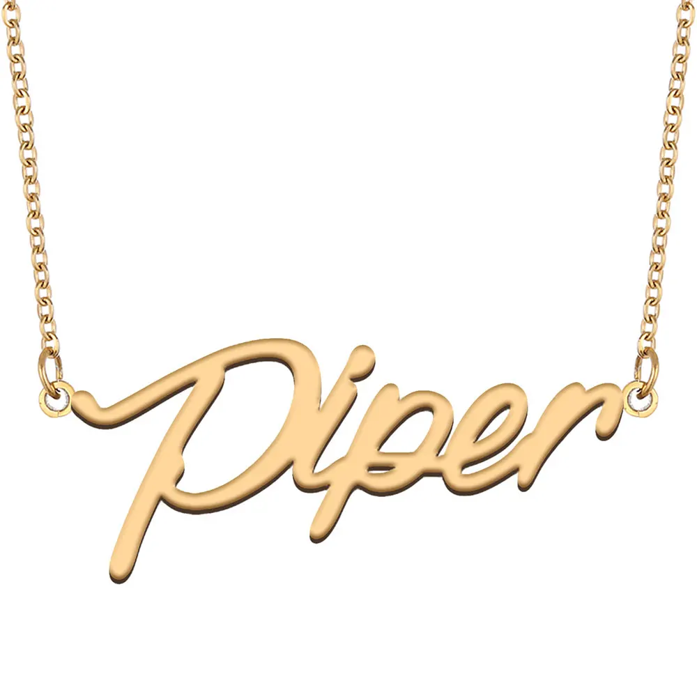 

Piper Name Necklace Women Personalized Stainless Steel Jewelry Gold Plated Nameplate Pendant Femme Mother Girlfriend Gift