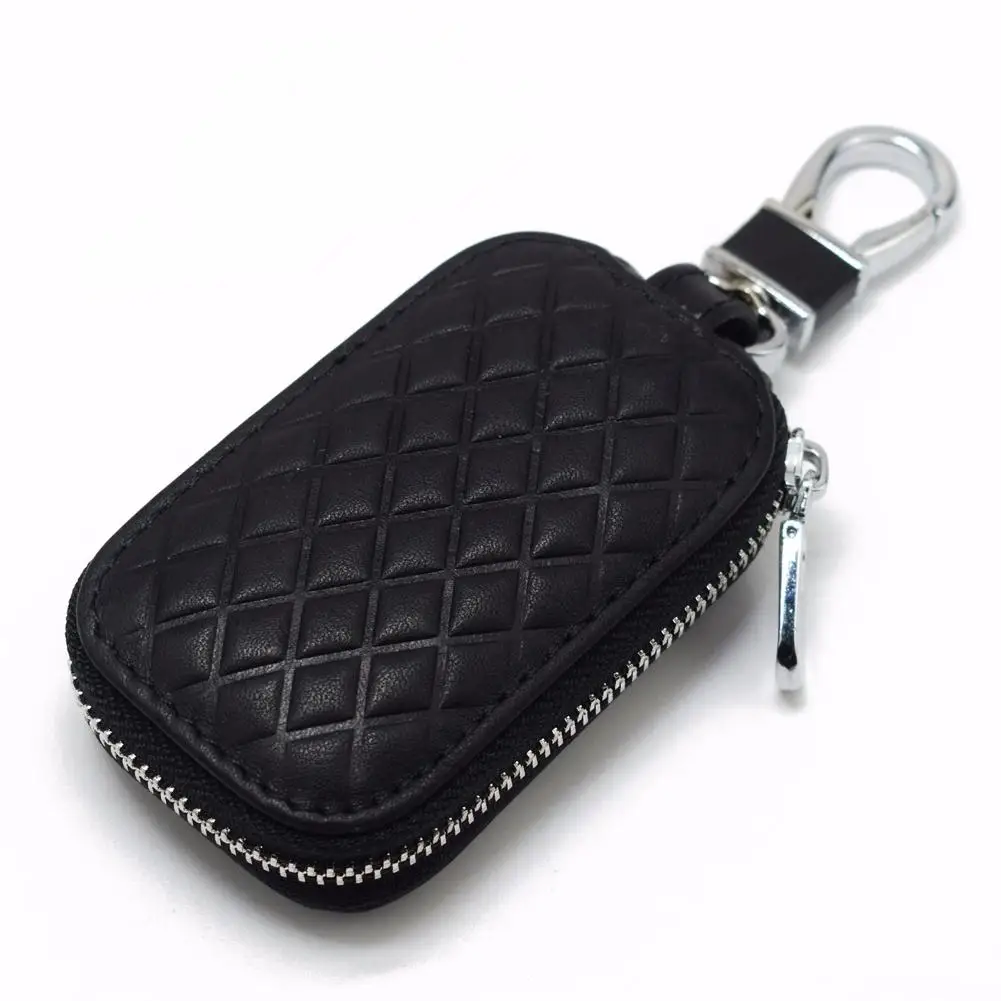 Leather Car Key Case Key Chain Coin Holder Protector Bag With Zipper Zipper Key Case Bag Unisex Pouch Purse For Men Women