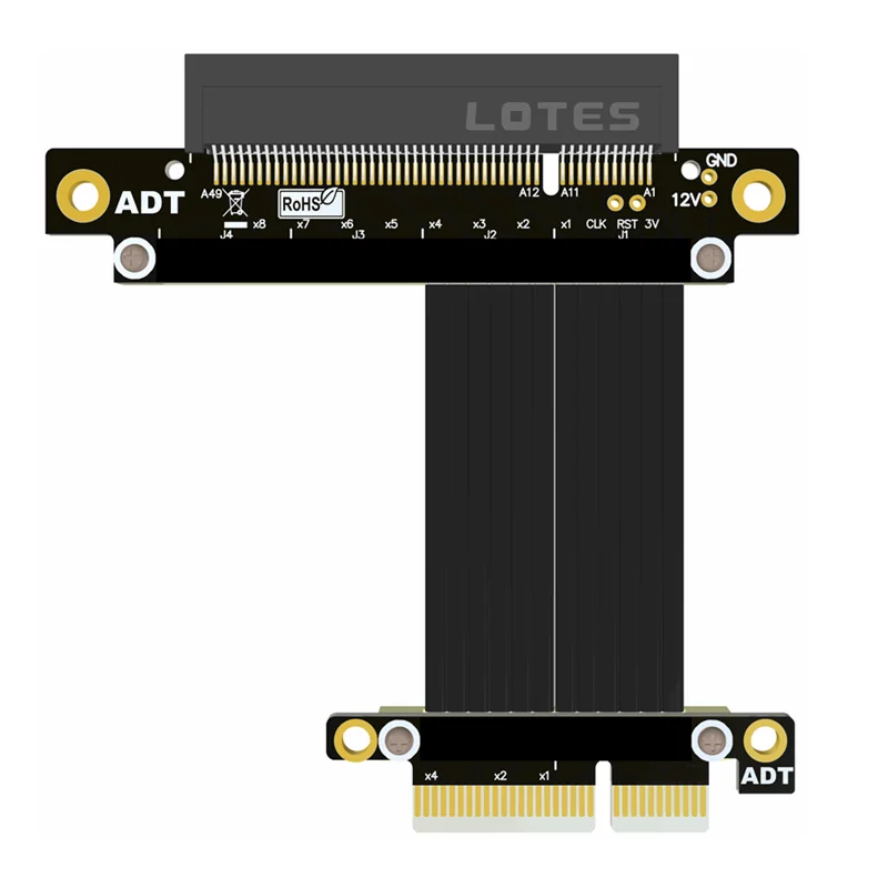 ADT High-Speed PCI-E 4.0 X4 Extension Cable Transfer 8x 4x 1U with Rotation Feature for Enhanced Stability