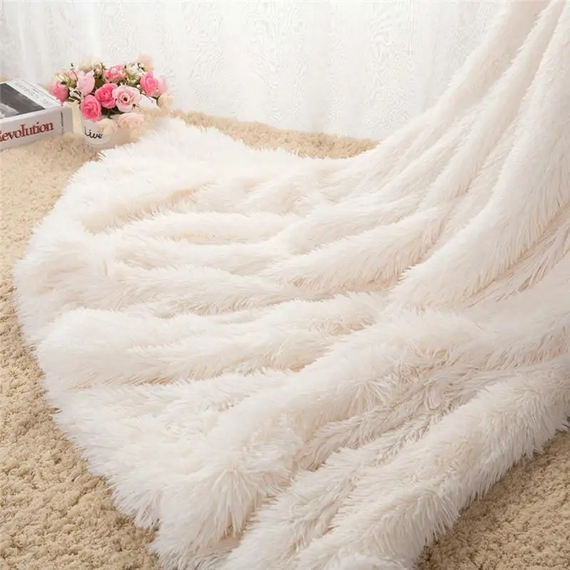 35   New Arrival Long Shaggy Throw Blanket Bedding Sheet Large Size Warm Soft Thick Fluffy Sofa Sherpa Blankets Pillowcase