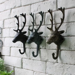 Cast Iron Deer Head Single Wall Hook / Hanger Animal Shaped Coat Hat Hook Heavy Duty, Rustic, Decorative Gift