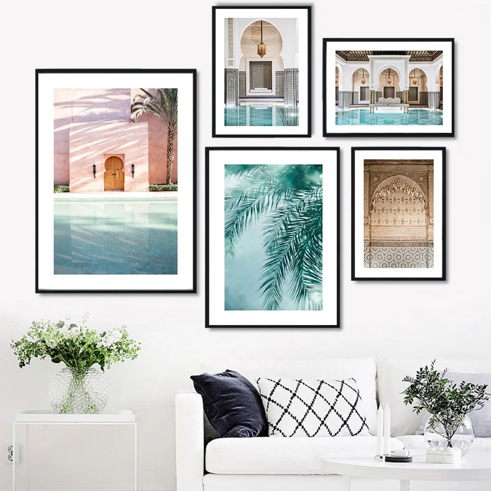 

Morocco Door Green Leaf Cactus Canvas Painting Art Landscape Poster Wall Art Picture For Living Room Modern Home Decoration