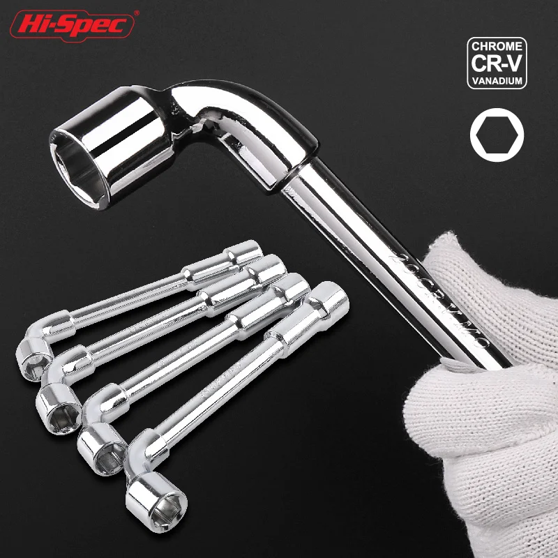 Hi-Spec Socket Wrench L Shaped Angled Spanner Metric Hex Cr-V Torque Wrench Repair Tools for Remove Fix Screw Nut