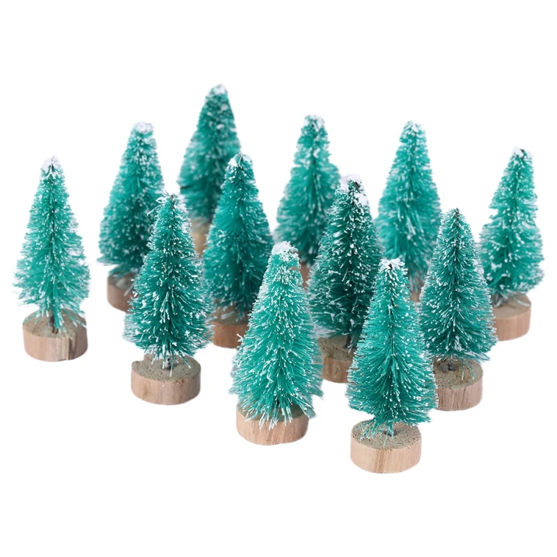 12pcs Mini Christmas Tree Pine Tree DIY Christmas Decorations For Home 2024 Navidad Xmas Ornaments New Year Decor Kids Gift