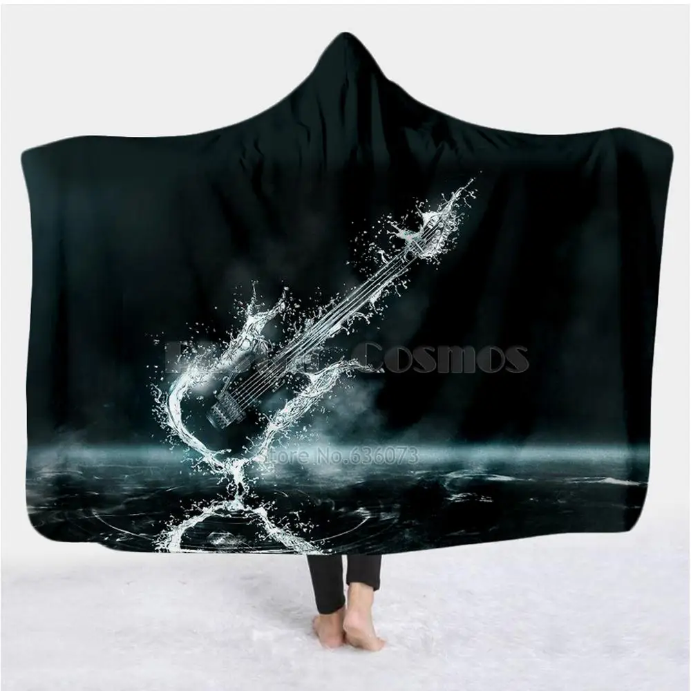 Violin Guitar art Musical instrument Blanket Hooded Blanket 3D full print Wearable Blanket Adults men women Blanket style-8