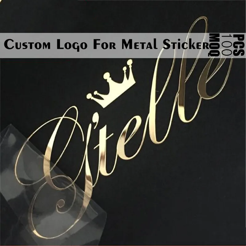 Custom Logo for Metal Sticker, Slogan Company Name Contacts, Shop Window Show, Waterproof Shine Gold Tags, 21121401