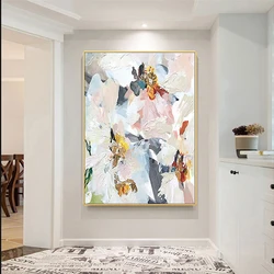 New Arrival Wall Decor Flower Canvas Art Handmade Abstract Flower Oil Painting Canvas Wall Art Modern Home Decoration Piece Art