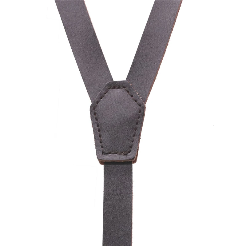 Tirantes de piel auténtica para hombre y mujer, pantalones ajustados de 1,5 cm de ancho con Tirantes ajustables, 2 niveles, 4 Clips