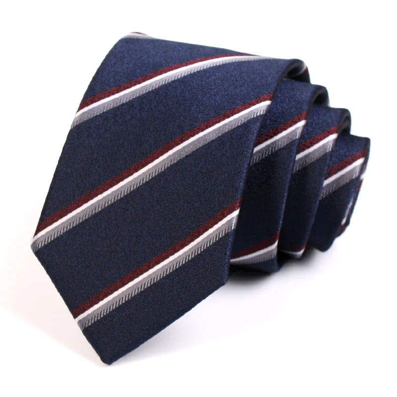 New Design Men's Classic Navy Blue Striped Neck Tie Fashion Formal Tie High Quality 7CM Ties For Men Business Suit Work Necktie