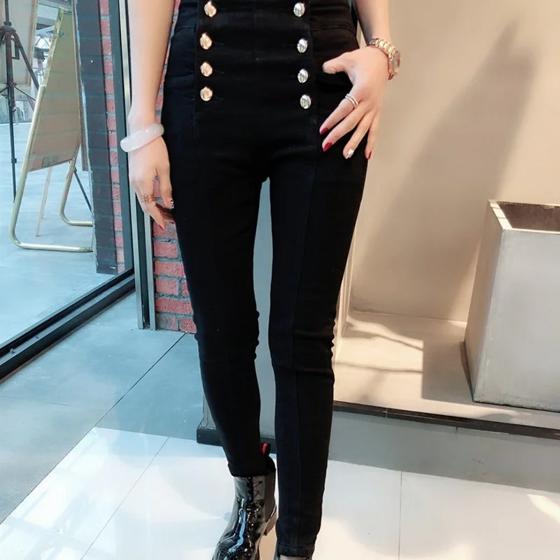 Autumn 2022 New Womens Black Stretch Pencil Pants Slim Korean Style High Waist Fashion Solid Casual Female Ankle-Length Pants