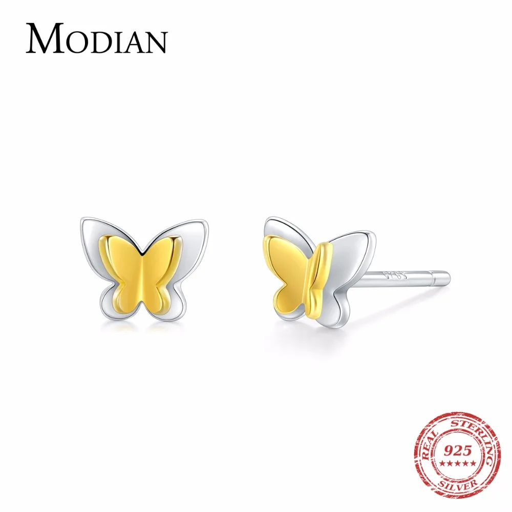 

Modian Fashion Butterfly Stud Earring Solid 925 Sterling Silver Earrings for Women Simple Cute Accessories Bowknot Ear Pierced