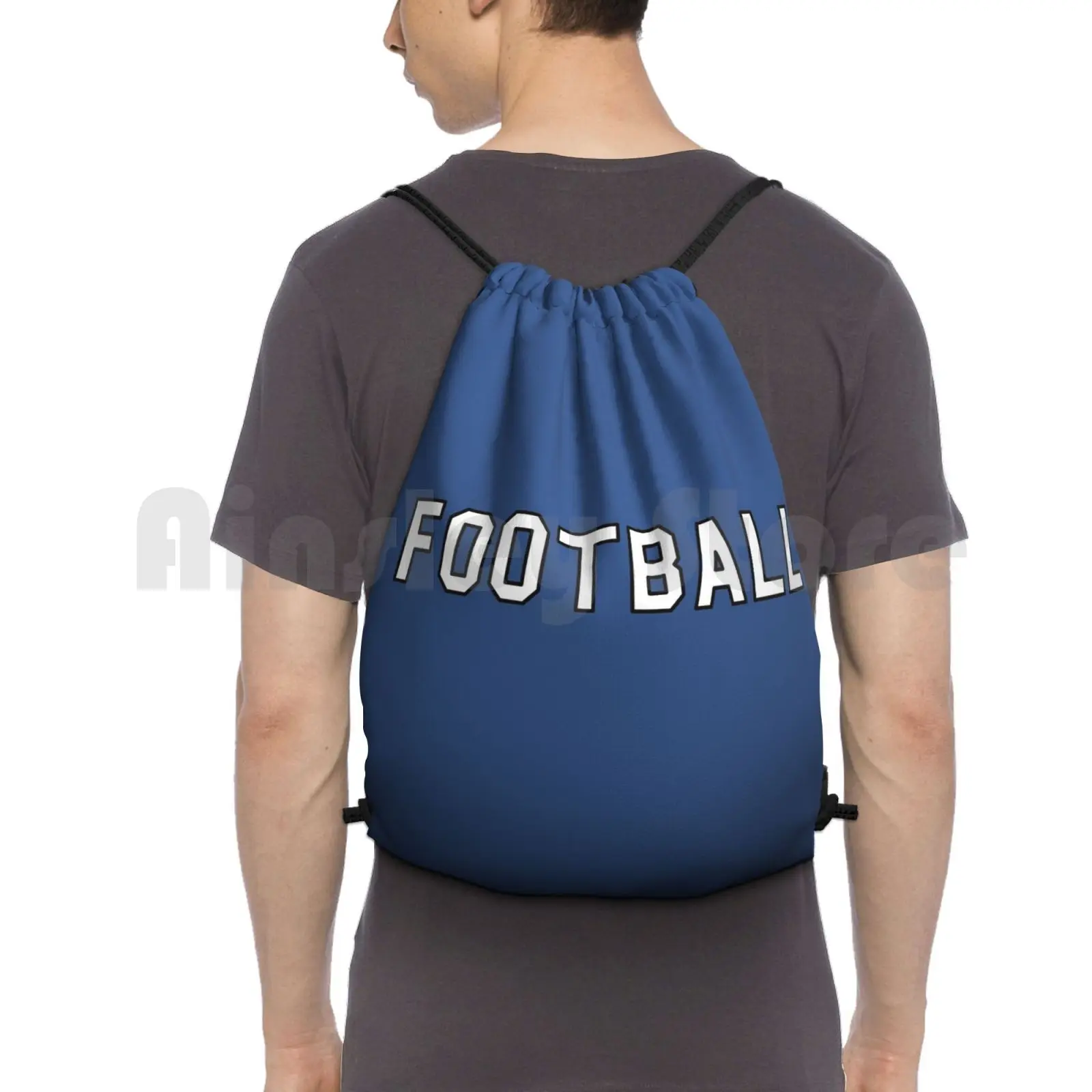 Football Backpack Drawstring Bag Riding Climbing Gym Bag Football Sports Field Pigskin Tackle Goalposts Uprights Helmet