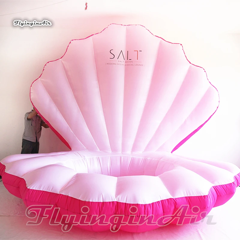 Customized Advertising Inflatable Mussel Shell Replica 3m Pink Blow Up LED Clam Model Balloon For Wedding And Party Decoration