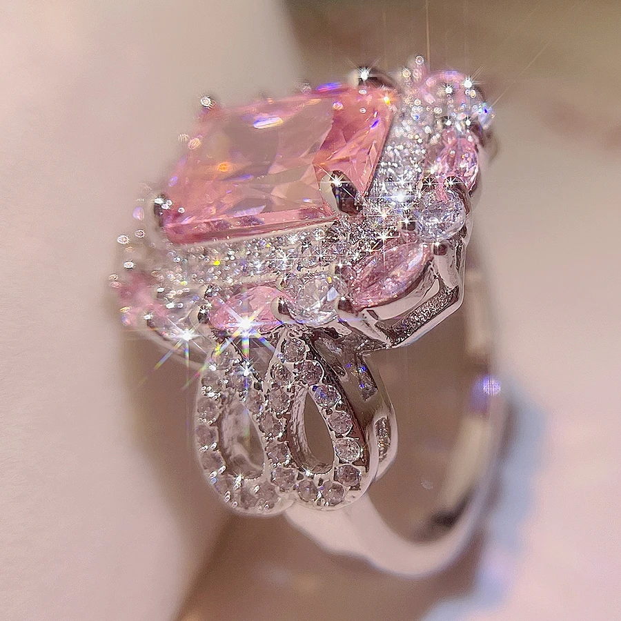 Trendy 3 Style Jewelry S925 Rings For Women Cubic Zirconia Charms Bridal Wedding Engagement White Gold Color Drop Shipping - Image 2