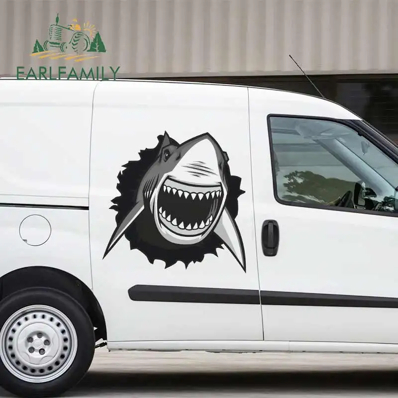 

EARLFAMILY 43 см x 43 см Великолепная Белая Акула серфинг 3D Автомобильная Наклейка Окно украшение модная окклюзия царапина виниловая автомобильная пленка