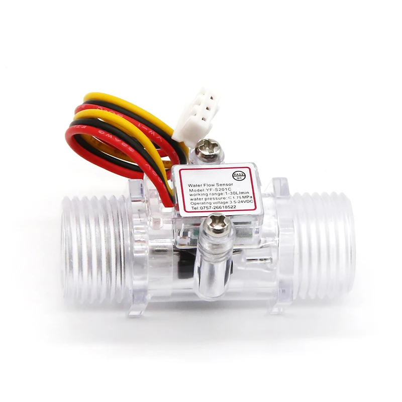 DN15 Transparent Water Flow Sensor 1.75MPa Hall Sensor 1/2