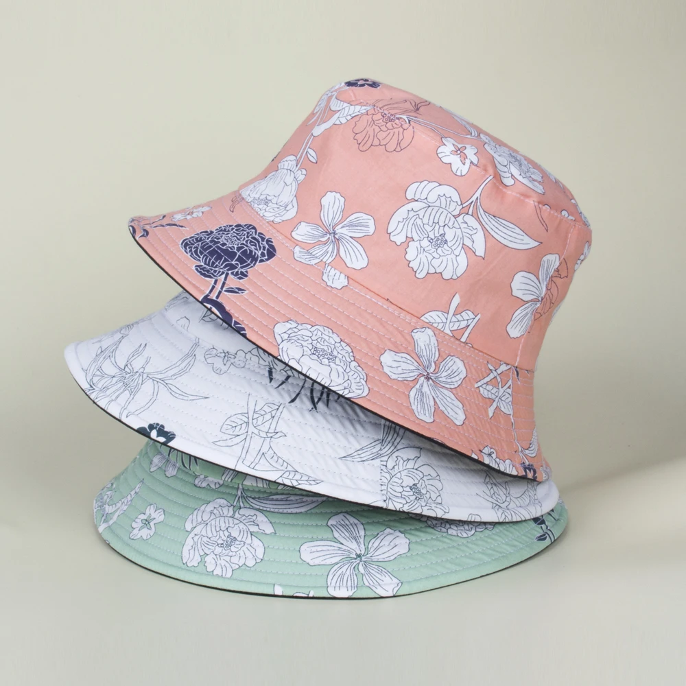 Peony Flower Fisherman Hat Summer Small Fresh Basin Hat Bestie Travel Sunblock Hat Hand-Painted Flower Sunshade Hat