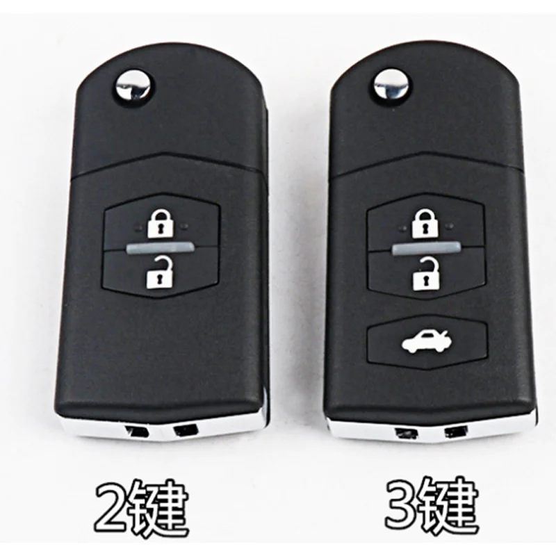 3pcs  2/3 button remote key blank case Folding Flip Remote Key Shell Case Fob PAD FOR MAZDA 2 3 5 6 RX8 MX5