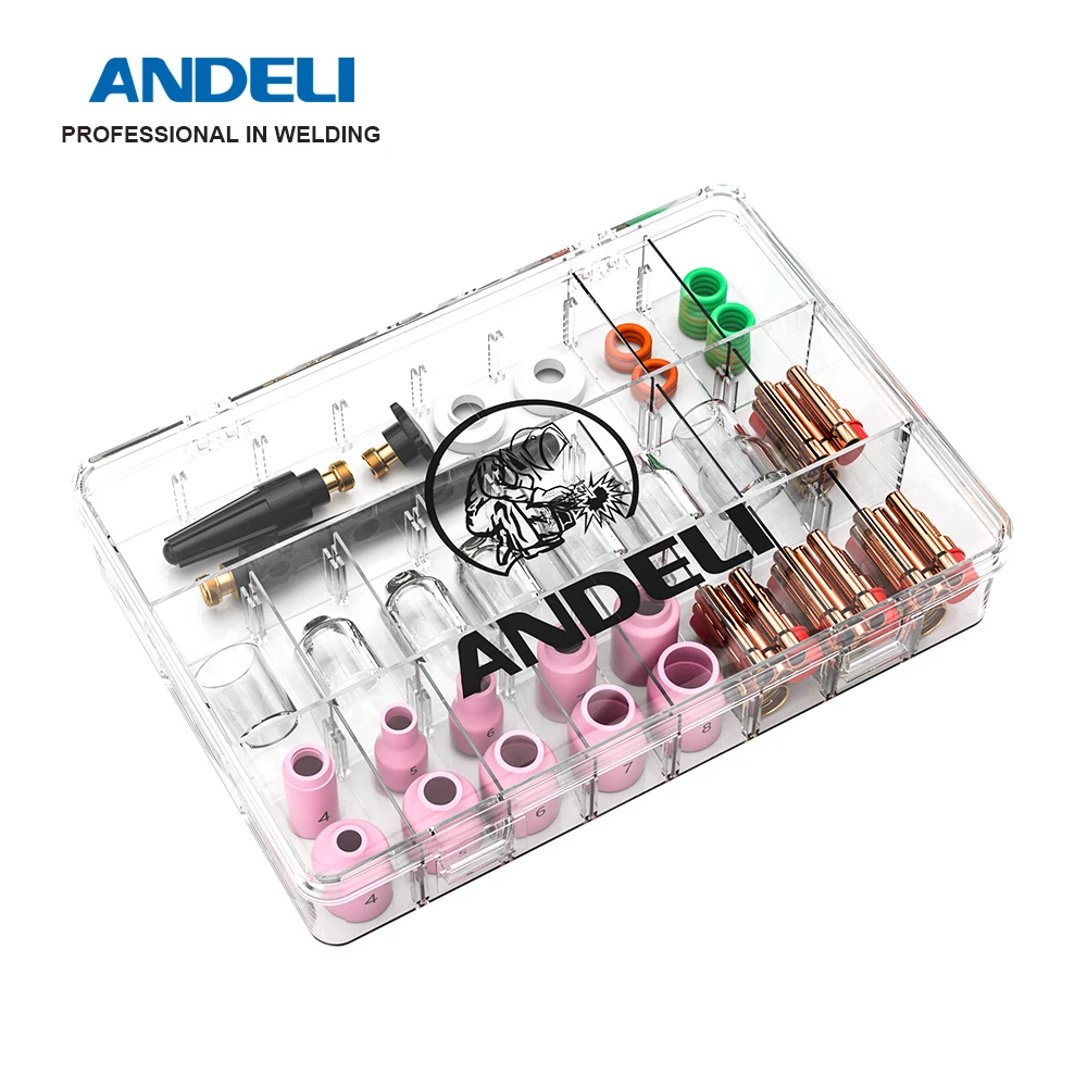 ANDELI 68PCS Welding Accessories Stubby Gas Lens For TIG Welding Torch WP-17/18/26 Pyrex Glass Cup Kit