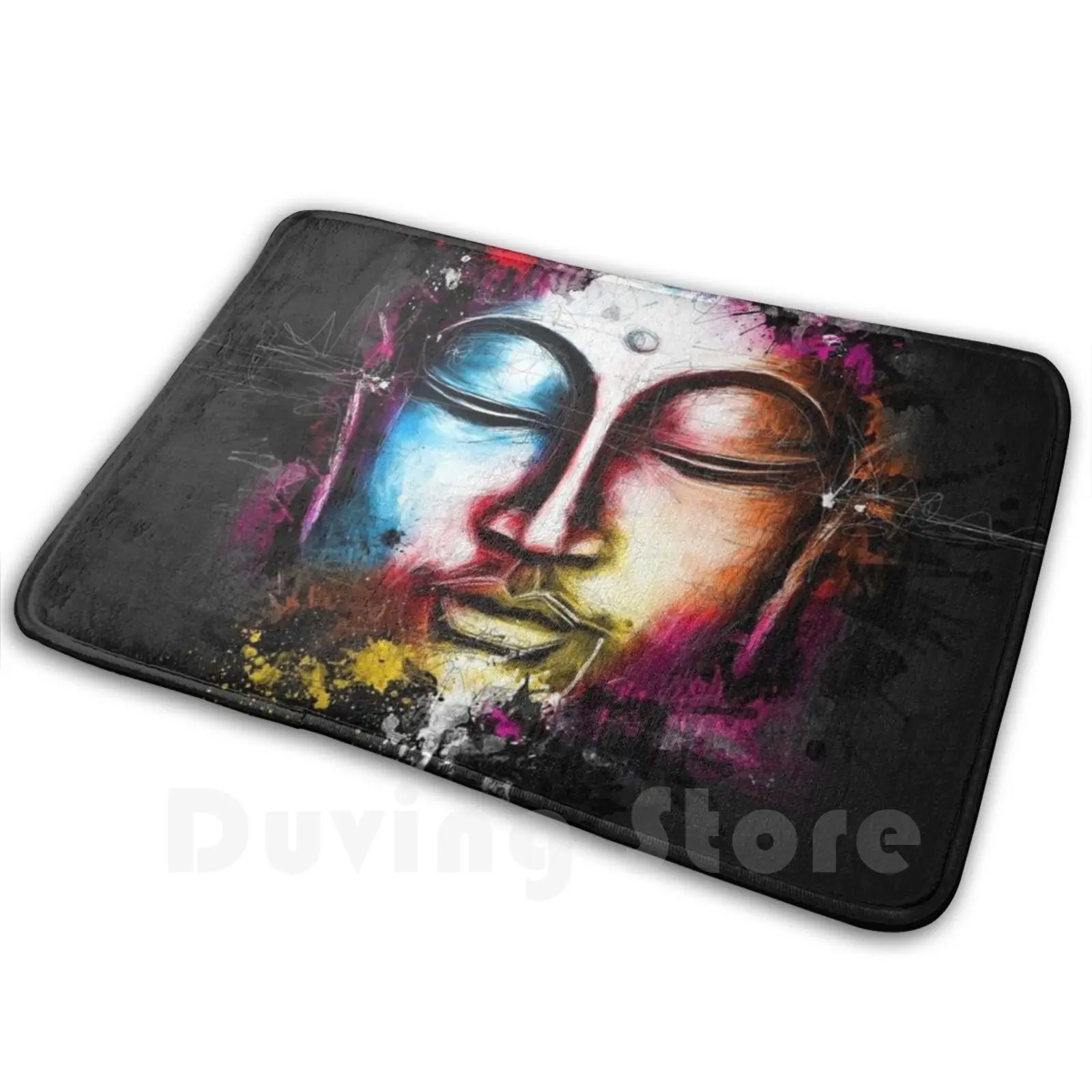 Colorful Buddha Life Flow Peace Art Mat Rug Carpet Anti-Slip Floor Mats Bedroom Buddha Buddhist Zen Yogi Yog Yoga