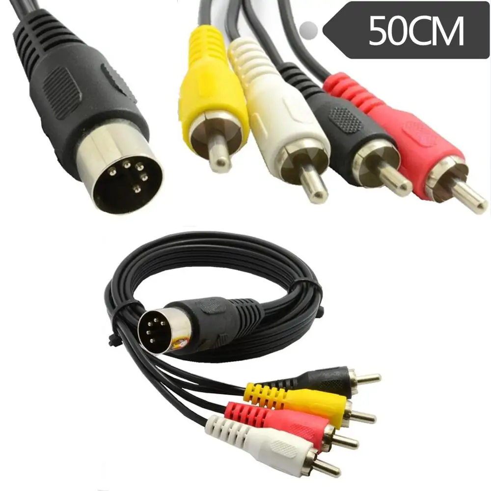 5 Pin wtyk męski Din do 4 x RCA Phono wtyczki męskie Audio kabel 1.5m 0.5M 50cm 150cm