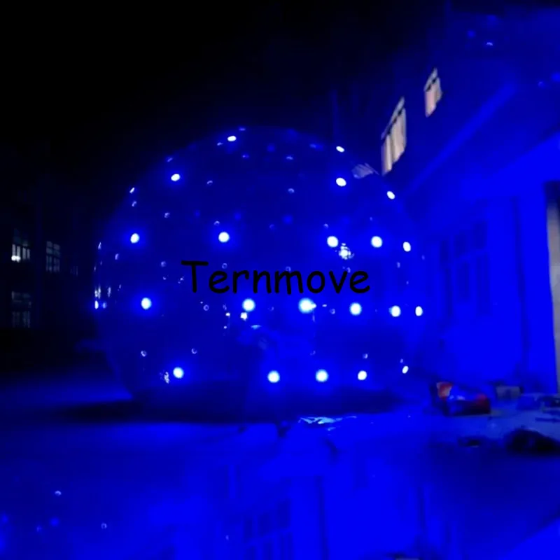 Boule à bulles gonflable de 3m de diamètre, boule dôme transparente avec lumière LED pour décoration d'interaction de vacances