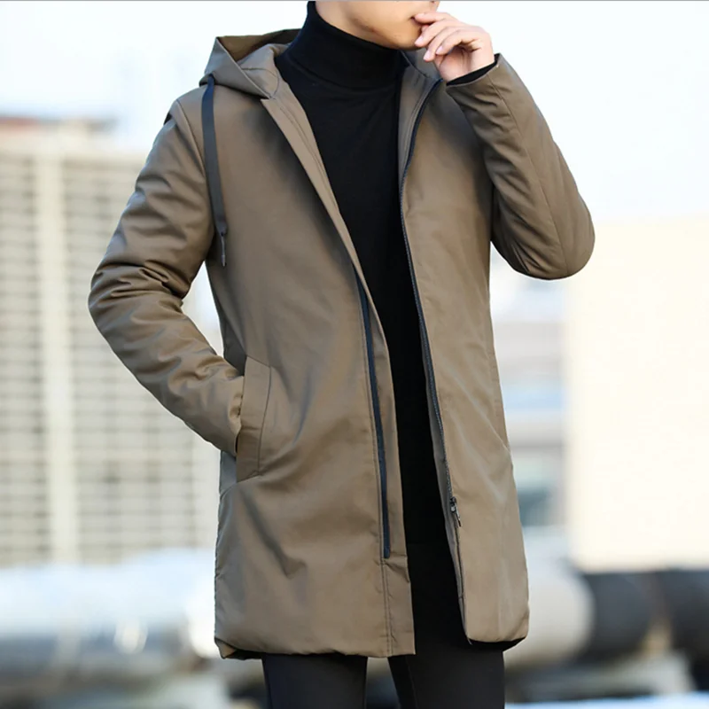 Winter Jacket men hooded warm male Korean Parka Hombre long Jacket coat cashmere mens windbreaker Parkas cotton youth clothing