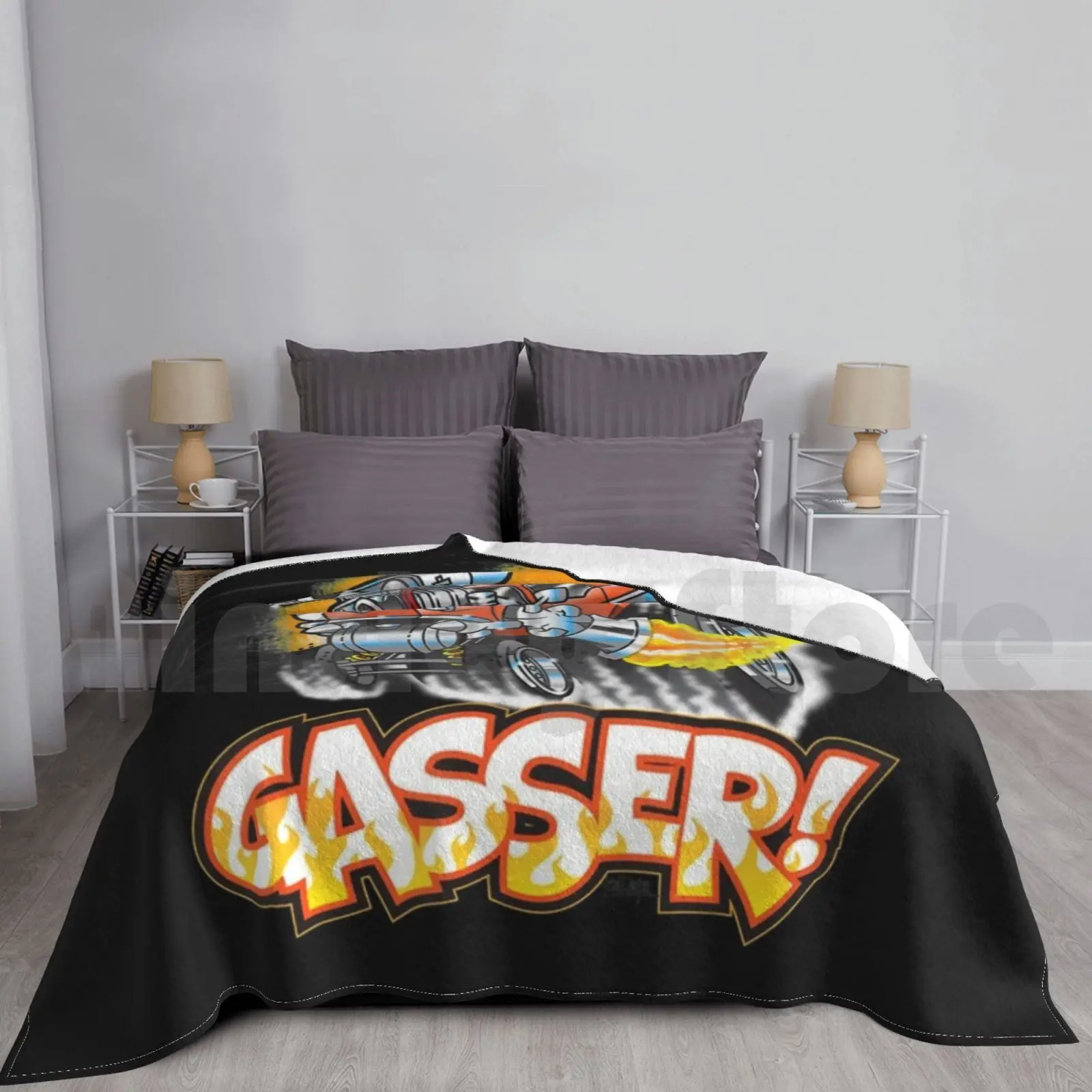 Hot Rod Gasser 57 Drag Racing Street Blown Car Blanket Fashion Custom Gasser 1957 Car 57 Chevy Classic Cartoon