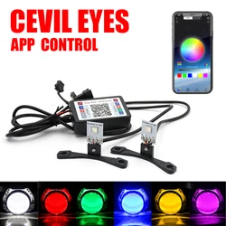 Car LED Devil Eye Daytime Running Lights RGB APP Control Demon Eyes 2.5 inch Headlights Mini Projector Lenscar Car Accessories