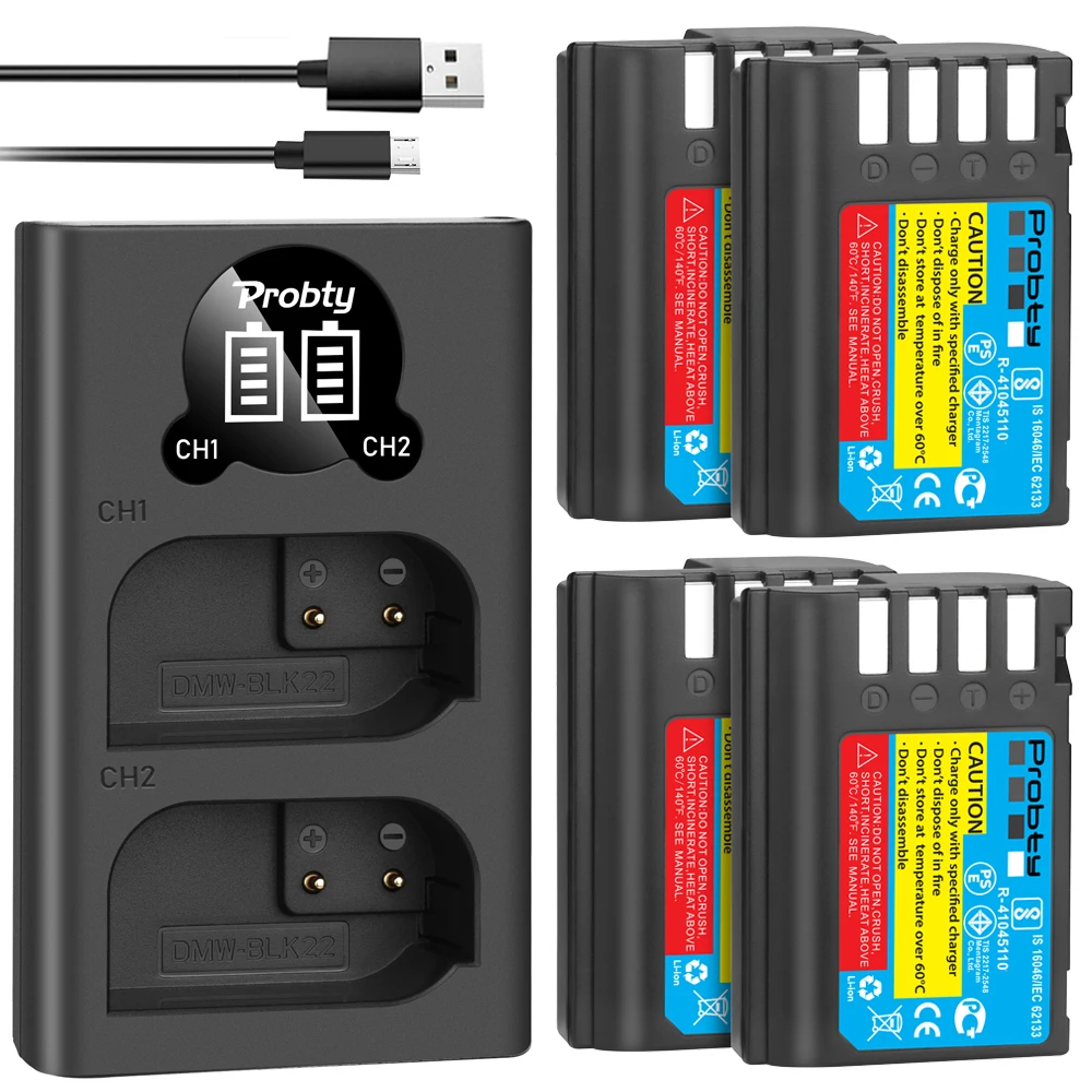 New DMW-BLK22 DMWBLK22 BLK22 Battery For Panasonic LUMIX DC-S5 DC-S5 II DC-S5 IIX GH5 II GH6 S5II S5IIX S5M2 S5M or LED Charger