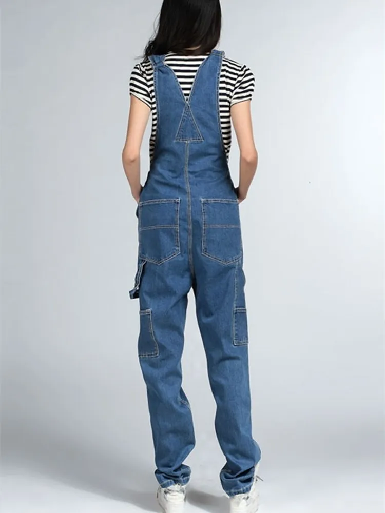 Free Shipping 2021 Fashion Boyfriend Style Loose Plus Size 28-46 Denim Bib Overalls Pants Hiphop Jumpsuit And Rompers tall Women