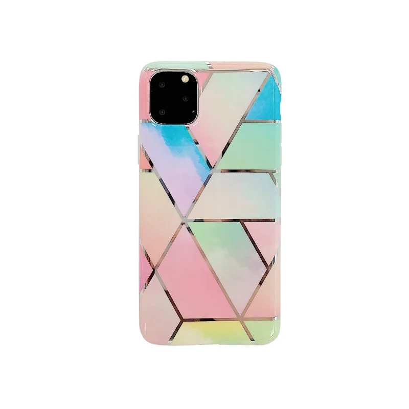 Plating Geometric Phone Case for iPhone 12 12 pro max shockproof Silicone Protective Cover Cases for iphone 6 6s 7 8 x 8 plus