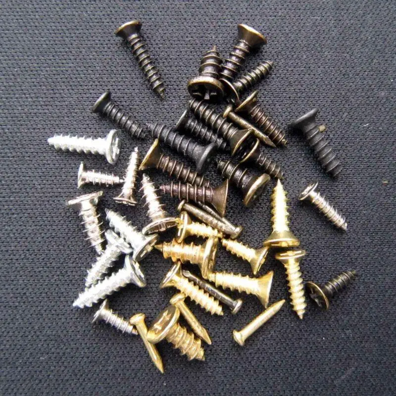 100 pcs Bronze/Golden/Silver Self Tapping Wood Screw Assortment Kit Flat head Thread Nail Screw Fastener Wood Furniture Screws