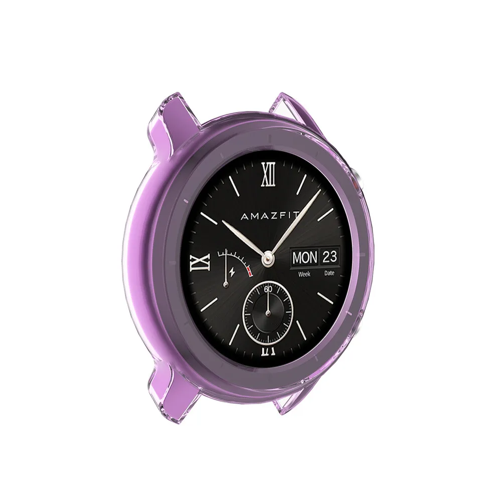 Behua capa de proteção para relógio inteligente huami amazfit gtr 47mm 42mm, substituição de capa de proteção em tpu, acessórios de pulseira