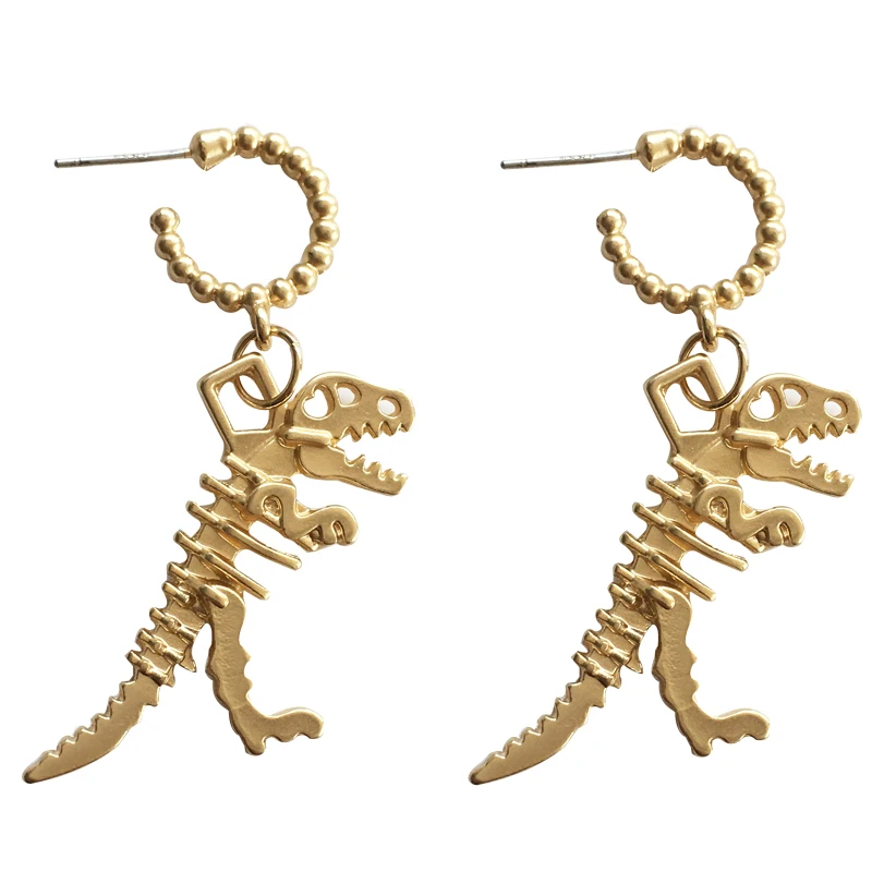 E185 حلق ديناصور معدني ، الأصلية شعبية ديناصور الهيكل العظمي سبيكة إسقاط أقراط شخصية المجوهرات بالجملة #2