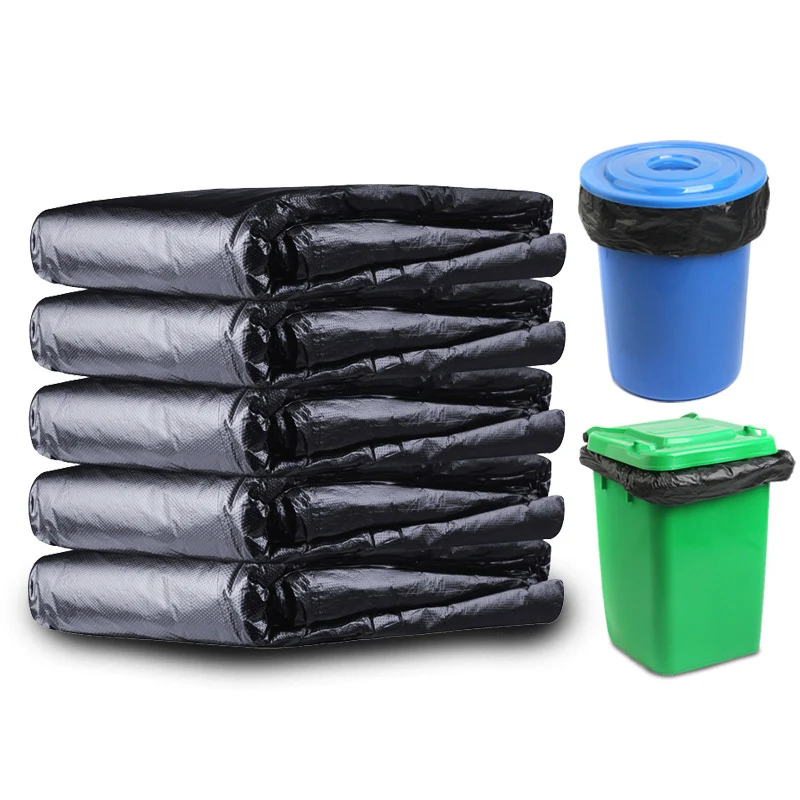 New 50pcs Trash Bags Black Heavy Duty Liners Strong Thick Rubbish Bags Bin Liners Disposable Garbage Bag Large Capacity Durable